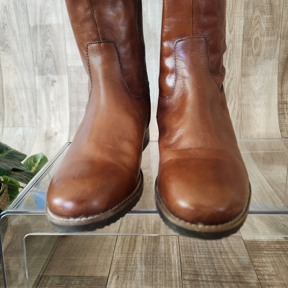 Clarks Tamro Spice Brown Leather Zipper Knee High NIB Boots Size 7 - Picture 12 of 16